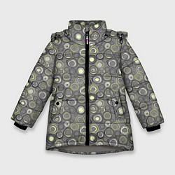 Зимняя куртка для девочки Серый абстрактный узор ретро с кольцами