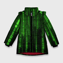 Куртка зимняя для девочки Двоичный код зеленый, цвет: 3D-красный
