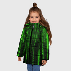Куртка зимняя для девочки Двоичный код зеленый, цвет: 3D-красный — фото 2