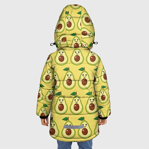 Зимняя куртка для девочки Авокадо Паттерн - Желтая версия / 3D-Красный – фото 4