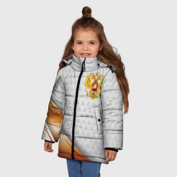 Куртка зимняя для девочки Герб РФ с золотой вставкой, цвет: 3D-черный — фото 2