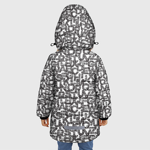 Зимняя куртка для девочки Алфавит гранж / 3D-Светло-серый – фото 4