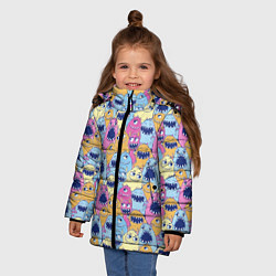 Куртка зимняя для девочки Монстры пушистые, цвет: 3D-черный — фото 2