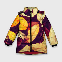 Зимняя куртка для девочки Осенняя листва узор