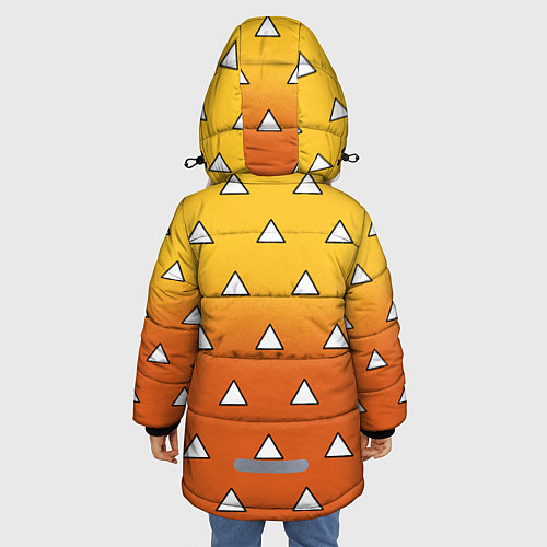 Зимняя куртка для девочки Оранжевое кимоно с треугольниками - Зеницу клинок / 3D-Красный – фото 4