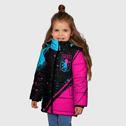 Куртка зимняя для девочки Aston Villa - neon gradient: надпись, символ, цвет: 3D-черный — фото 2
