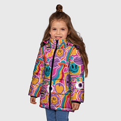 Куртка зимняя для девочки Психоделические страшилки, цвет: 3D-черный — фото 2