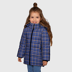 Куртка зимняя для девочки Синий с горчичным в клетку, цвет: 3D-светло-серый — фото 2