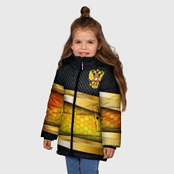 Куртка зимняя для девочки Black & gold - герб России, цвет: 3D-красный — фото 2