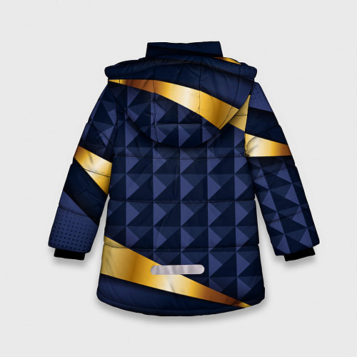 Зимняя куртка для девочки Золотой герб России на объемном синим фоне / 3D-Светло-серый – фото 2