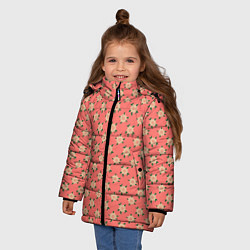 Куртка зимняя для девочки Минимализм - цветочки, цвет: 3D-красный — фото 2