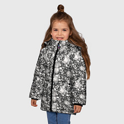 Куртка зимняя для девочки Череп в капюшоне, цвет: 3D-светло-серый — фото 2