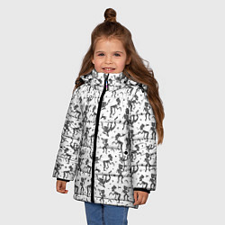Куртка зимняя для девочки Скелетон в шляпе, цвет: 3D-черный — фото 2