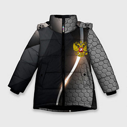 Зимняя куртка для девочки Герб РФ киберпанк