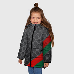 Куртка зимняя для девочки В стиле gucci, цвет: 3D-светло-серый — фото 2