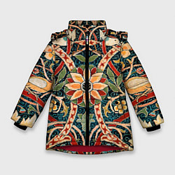 Зимняя куртка для девочки Ковер с птицами