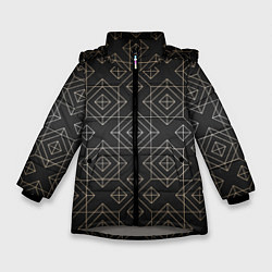Куртка зимняя для девочки Black gold- Ромбы, цвет: 3D-светло-серый