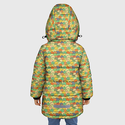 Зимняя куртка для девочки Человечки с заячьими ушками / 3D-Светло-серый – фото 4