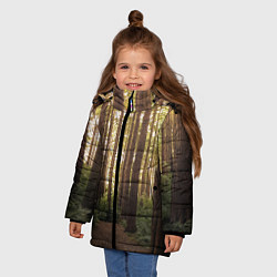 Куртка зимняя для девочки Дневной лес, деревья и свет, цвет: 3D-красный — фото 2