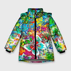 Куртка зимняя для девочки Flowers in a clearing, цвет: 3D-светло-серый