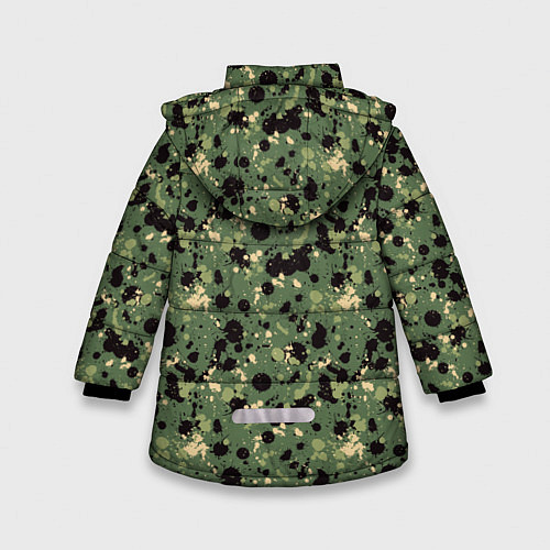 Зимняя куртка для девочки Милитари клякса мини / 3D-Черный – фото 2