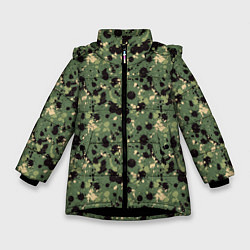 Куртка зимняя для девочки Милитари клякса мини, цвет: 3D-черный
