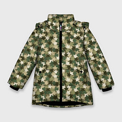 Куртка зимняя для девочки Милитари звезда, цвет: 3D-черный