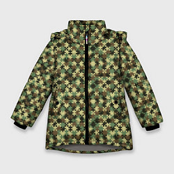 Куртка зимняя для девочки Милитари пазлы, цвет: 3D-светло-серый