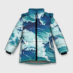 Зимняя куртка для девочки Несущиеся морские волны