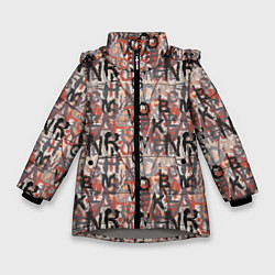Куртка зимняя для девочки Буквы краской, цвет: 3D-светло-серый