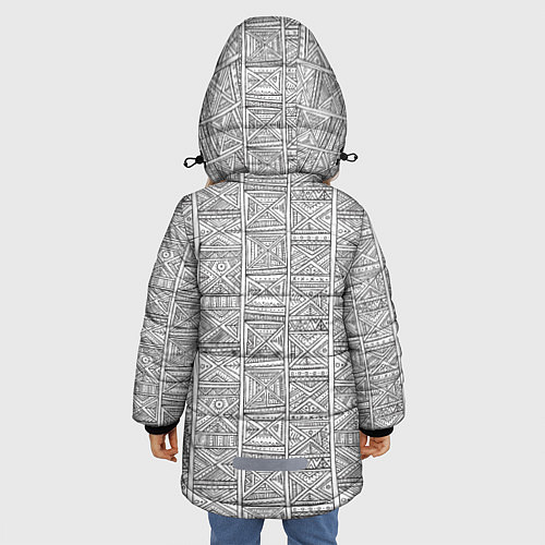 Зимняя куртка для девочки Орнамент треугольник / 3D-Светло-серый – фото 4