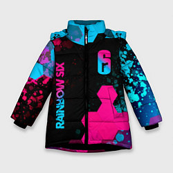 Зимняя куртка для девочки Rainbow Six - neon gradient: надпись, символ