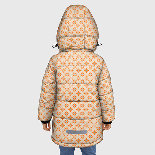 Зимняя куртка для девочки Оранжевые геометрические цветы / 3D-Красный – фото 4