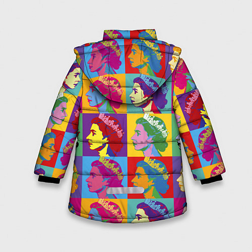 Зимняя куртка для девочки Елизавета II Поп-арт / 3D-Красный – фото 2