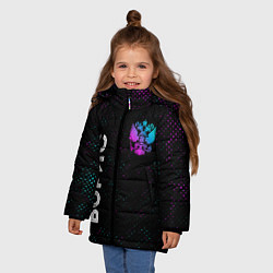 Куртка зимняя для девочки Борис и неоновый герб России: надпись, символ, цвет: 3D-черный — фото 2