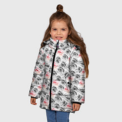 Куртка зимняя для девочки Глаза и брови поп арт, цвет: 3D-светло-серый — фото 2