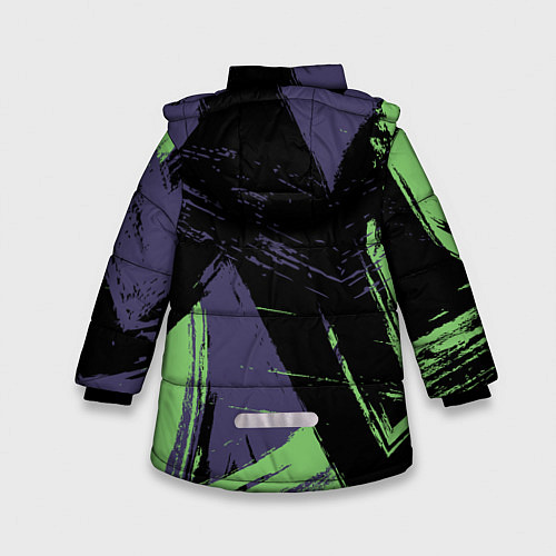 Зимняя куртка для девочки Цветные Абстрактные Линии / 3D-Черный – фото 2