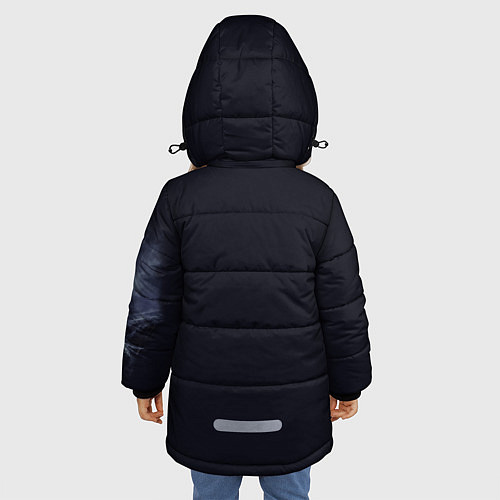 Зимняя куртка для девочки Маяк и штормовое море в ночи / 3D-Светло-серый – фото 4