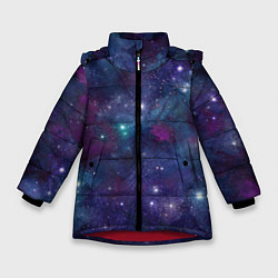 Куртка зимняя для девочки Бесконечность звездного неба, цвет: 3D-красный