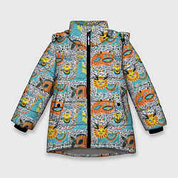 Куртка зимняя для девочки Фантастические животные, цвет: 3D-светло-серый