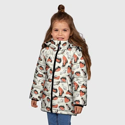 Куртка зимняя для девочки Рот с языком поп арт, цвет: 3D-красный — фото 2