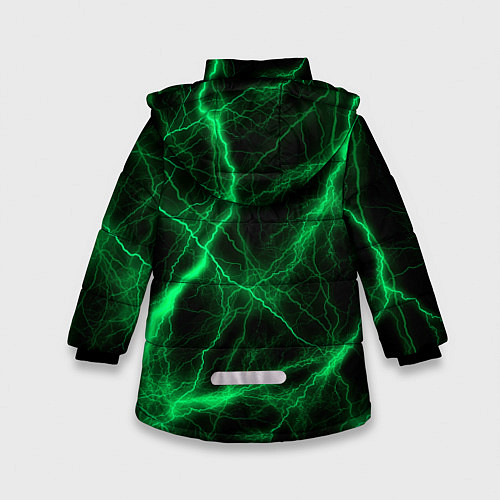 Зимняя куртка для девочки Шкода зеленые молнии / 3D-Черный – фото 2