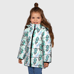 Куртка зимняя для девочки Ловцы снов на пастельном фоне, паттерн, цвет: 3D-светло-серый — фото 2