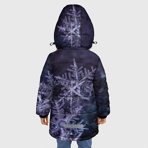Зимняя куртка для девочки Снежинки макро фото / 3D-Светло-серый – фото 4