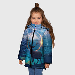 Куртка зимняя для девочки Мистический олень, цвет: 3D-светло-серый — фото 2