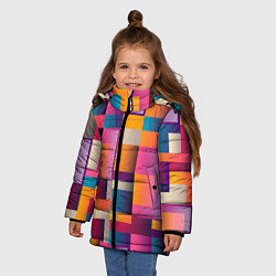 Куртка зимняя для девочки Квадрат и прямоугольники, цвет: 3D-светло-серый — фото 2