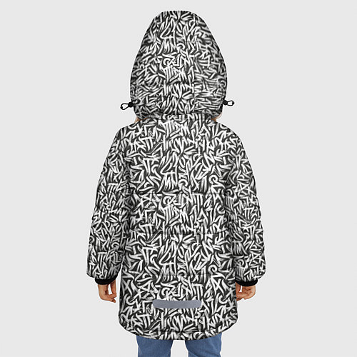 Зимняя куртка для девочки Надпись краской / 3D-Светло-серый – фото 4