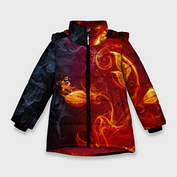 Зимняя куртка для девочки Огненный цветок с дымом