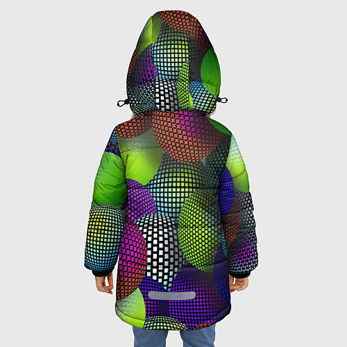 Зимняя куртка для девочки Трехмерные разноцветные шары / 3D-Красный – фото 4