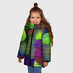 Куртка зимняя для девочки Трехмерные разноцветные шары, цвет: 3D-красный — фото 2